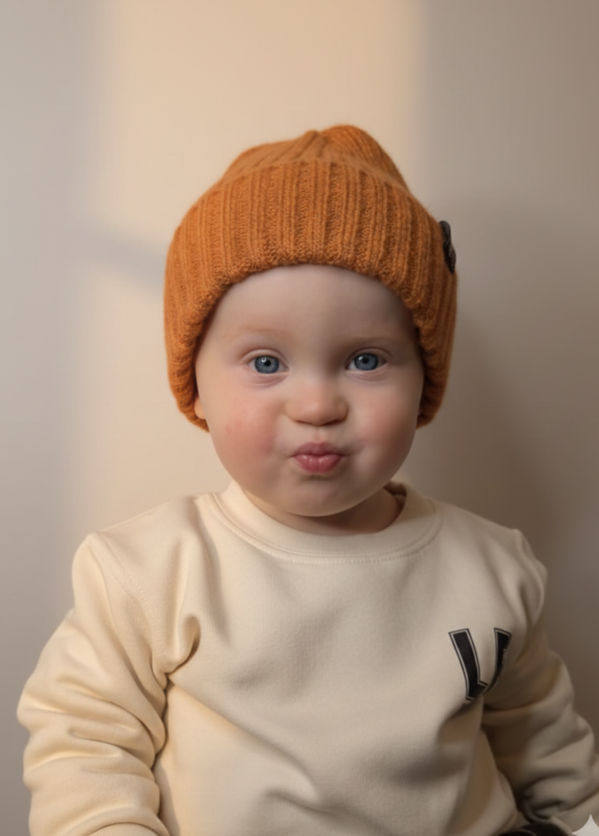 The Nini Bear Beanie Hat - Toasty Orange