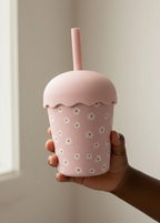 Pink Daisy Mini Smoothie Cup - 200ml (With Straw)