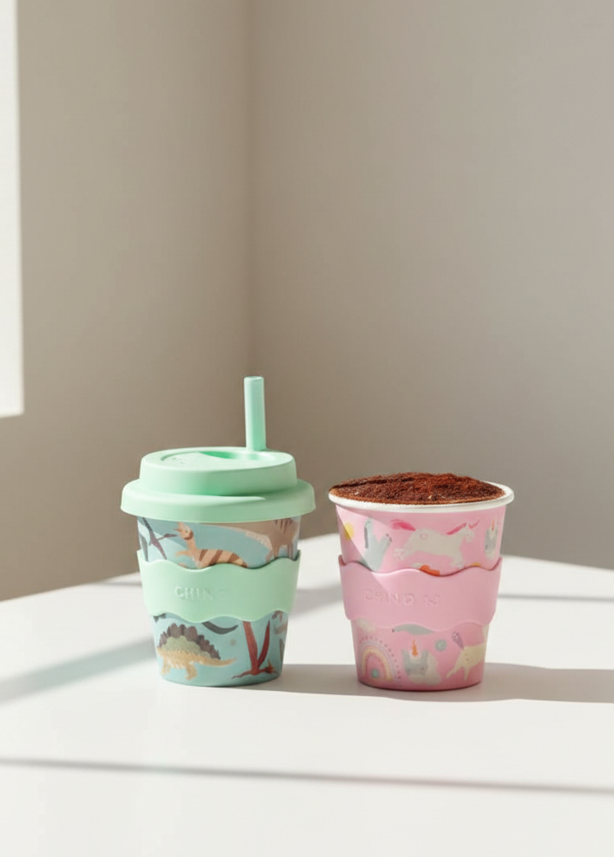 Dino Babychino Cup - 240ml (With Straw)