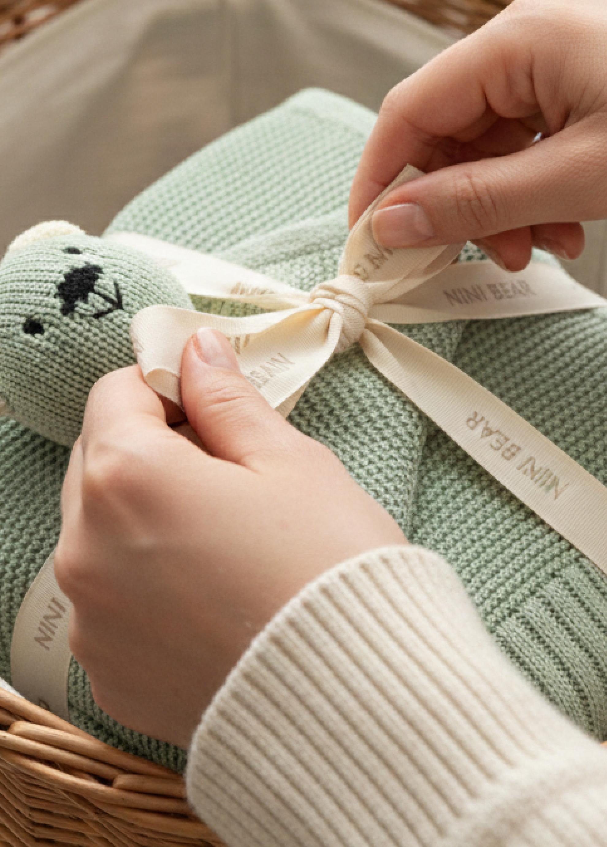 Nini Bear Comfort Blanket - Matcha