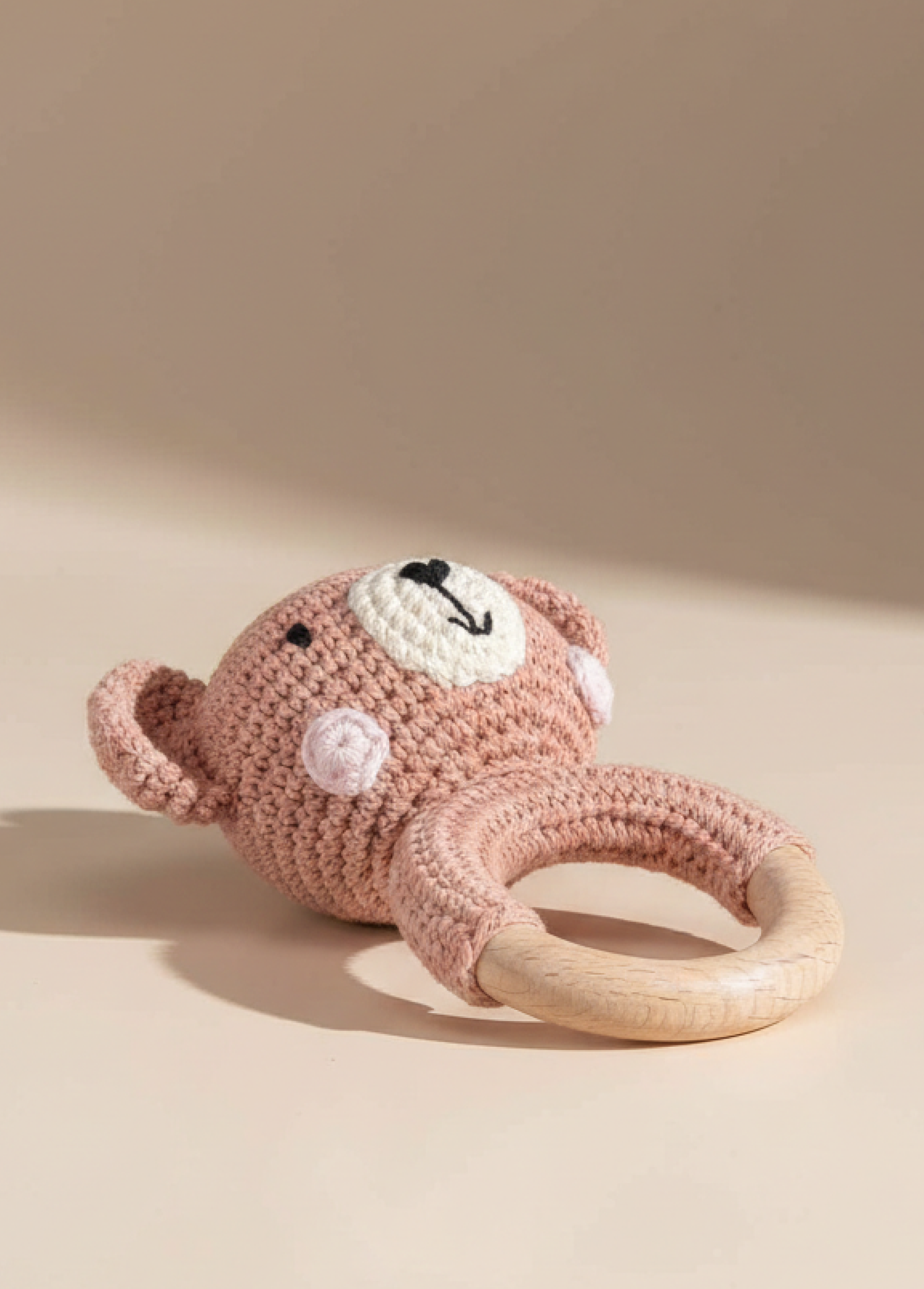 Nini Bear Baby Rattle - Blush Petal