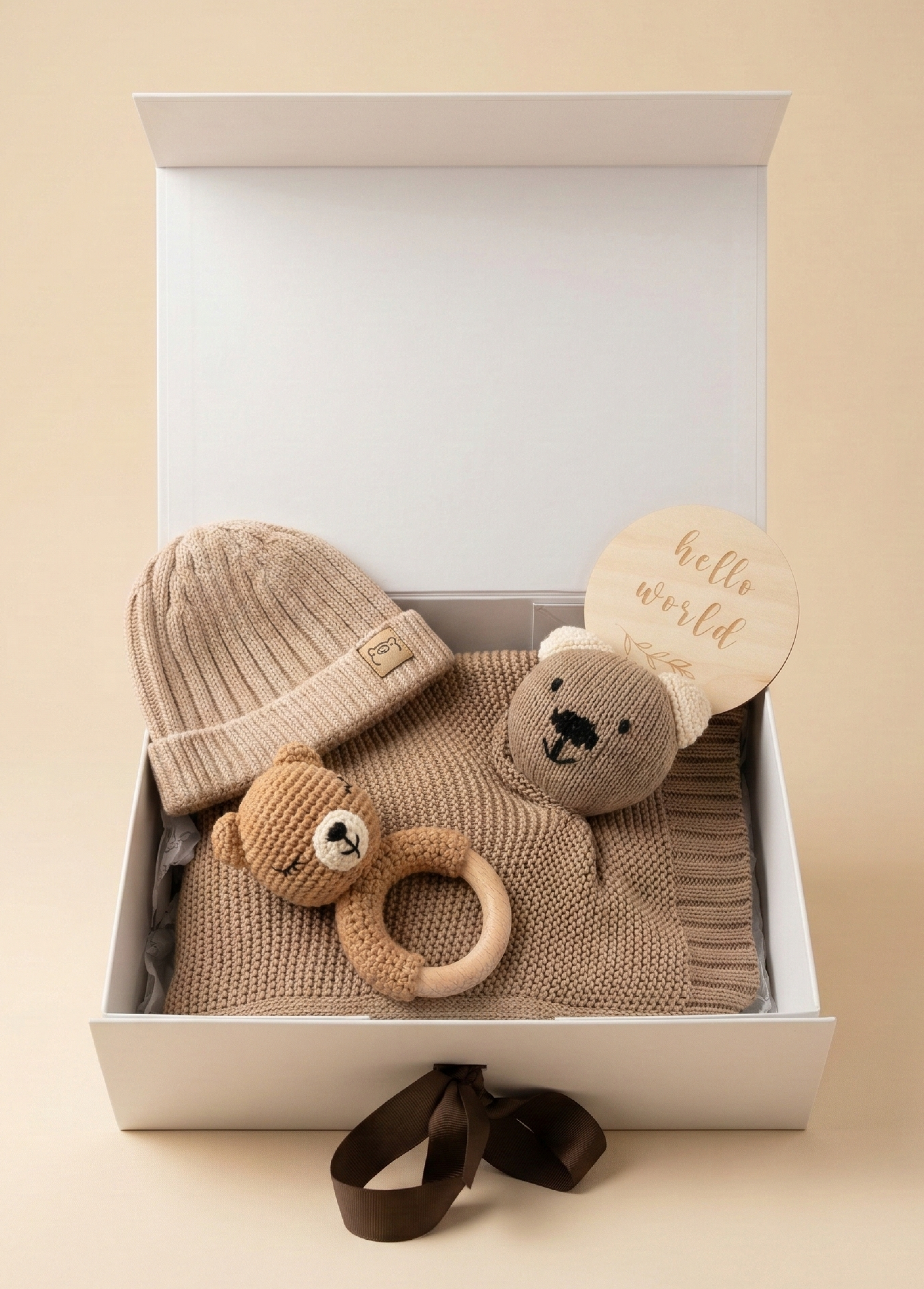 Snuggle Keepsake Set Rattle Edition - Oat Latte