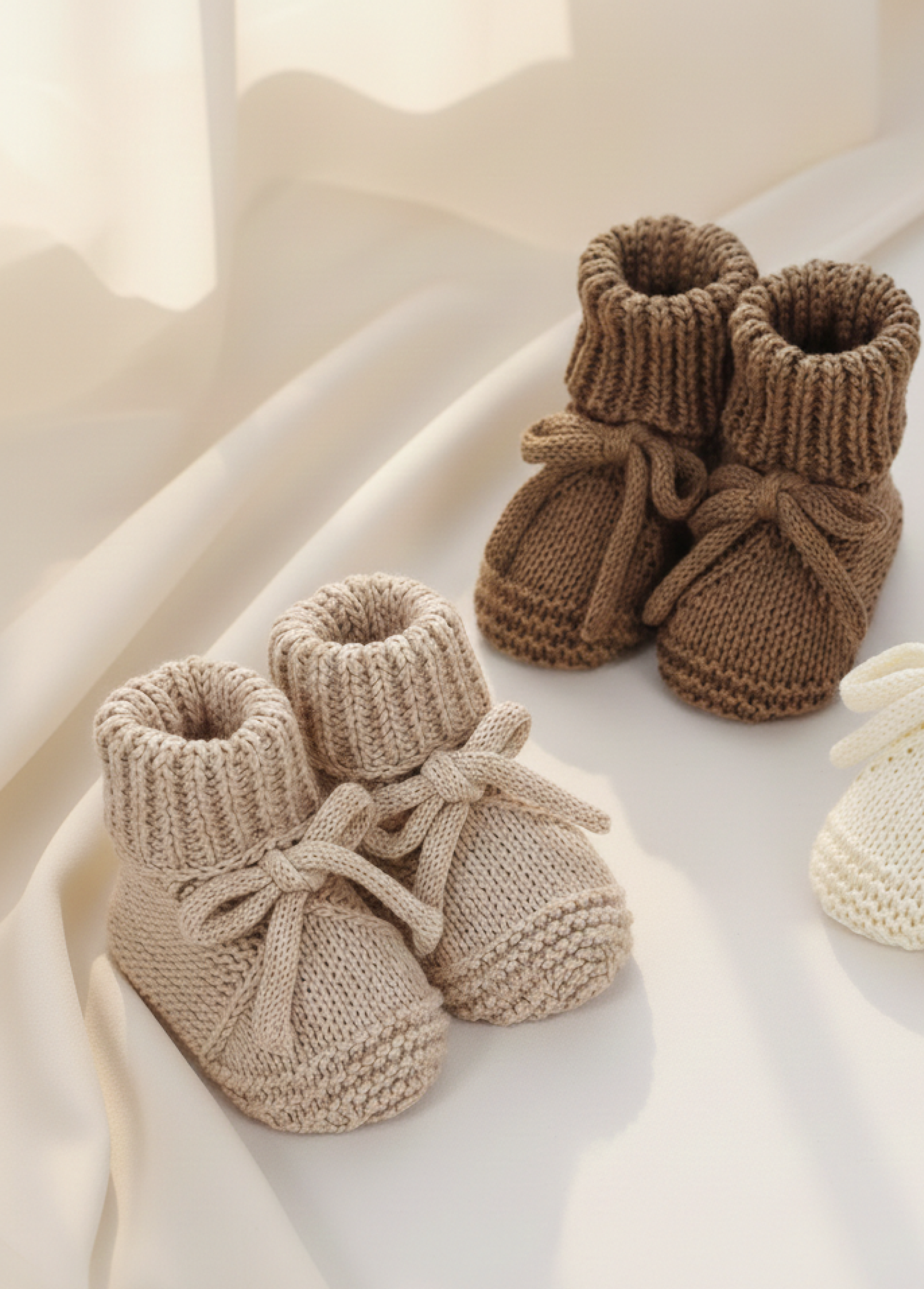 Nini Bear Baby Booties - Oatmeal