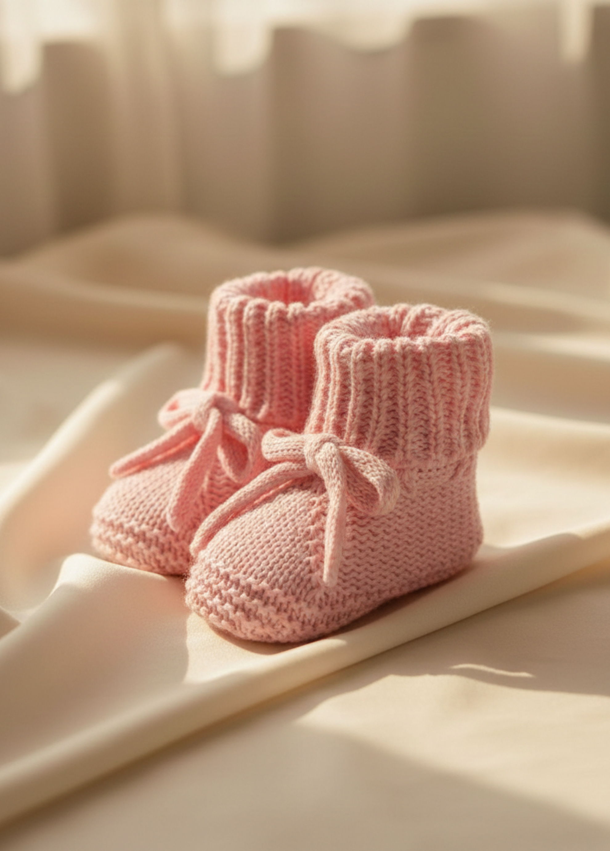 Nini Bear Baby Booties - Soft Blush