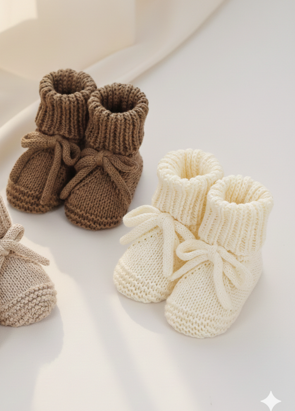 Nini Bear Baby Booties - Milky Cream