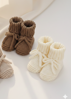Nini Bear Baby Booties - Milky Cream